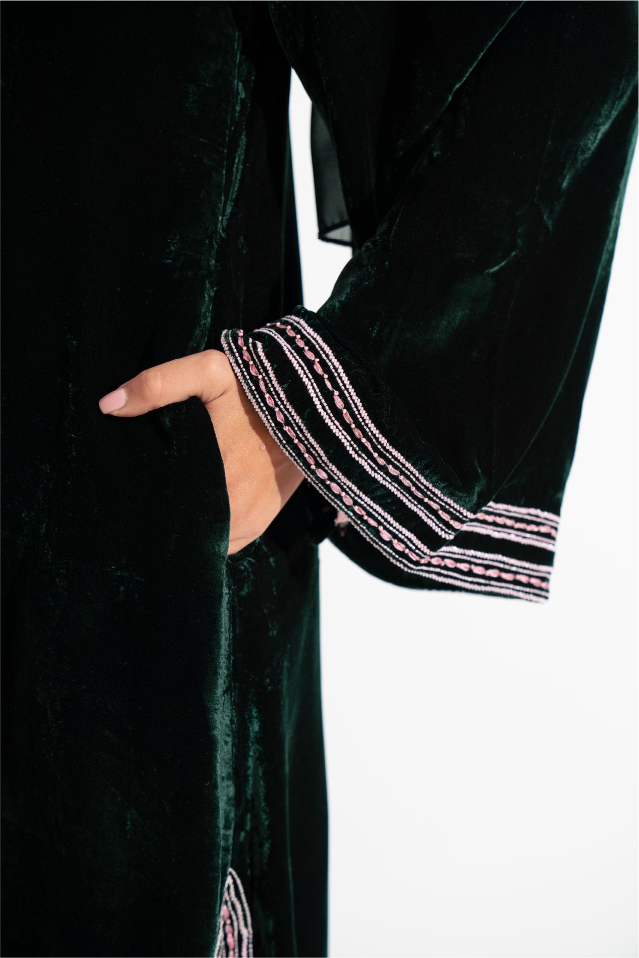 Green Velvet Abaya A9