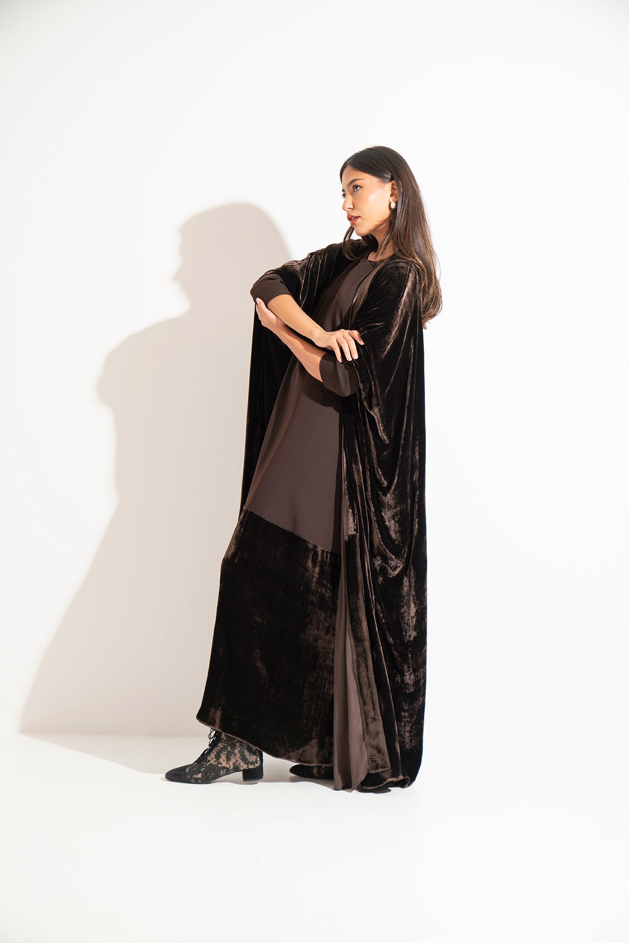 Rich Brown Velvet Abaya A6