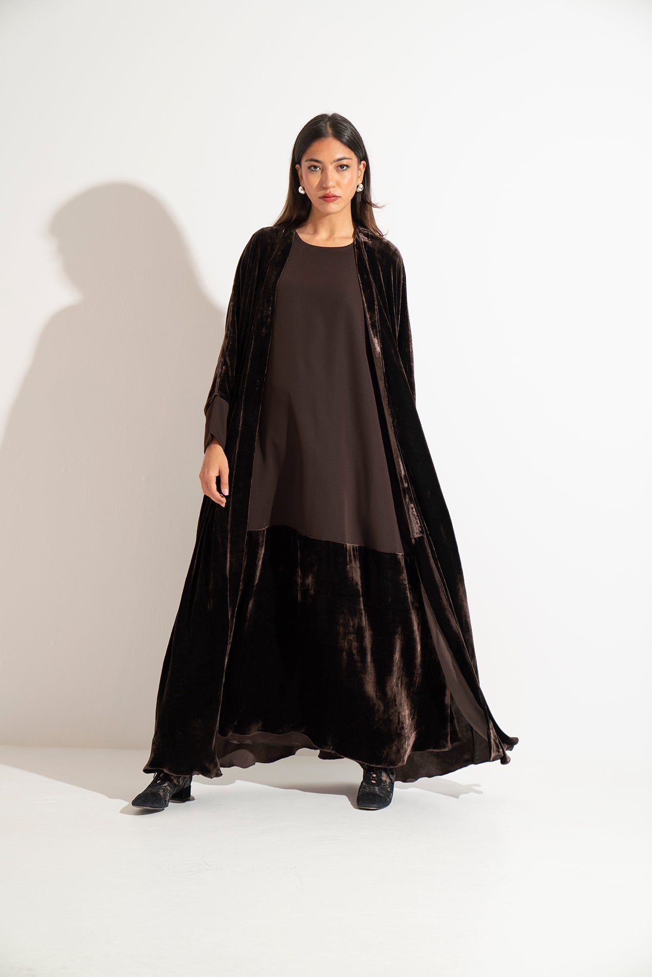 Rich Brown Velvet Abaya A6