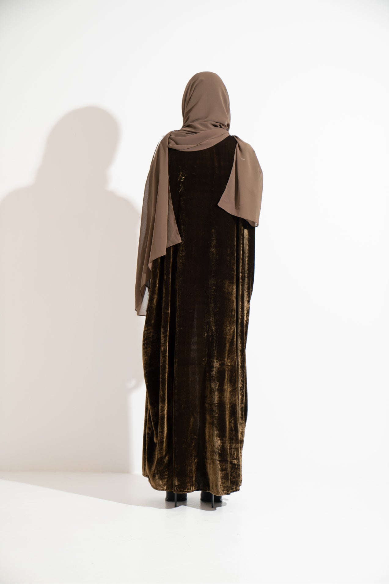 Khaki Velvet Abaya A 10