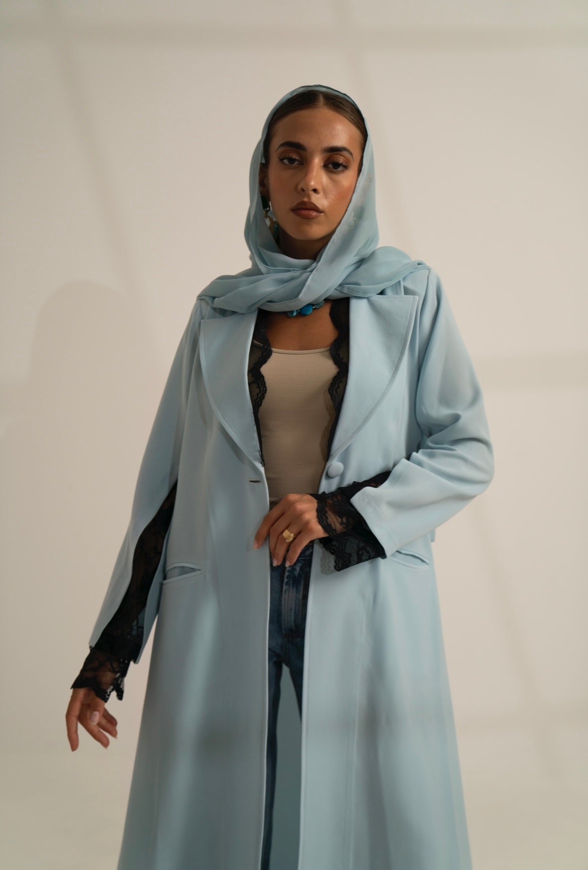 Light blue formal abaya