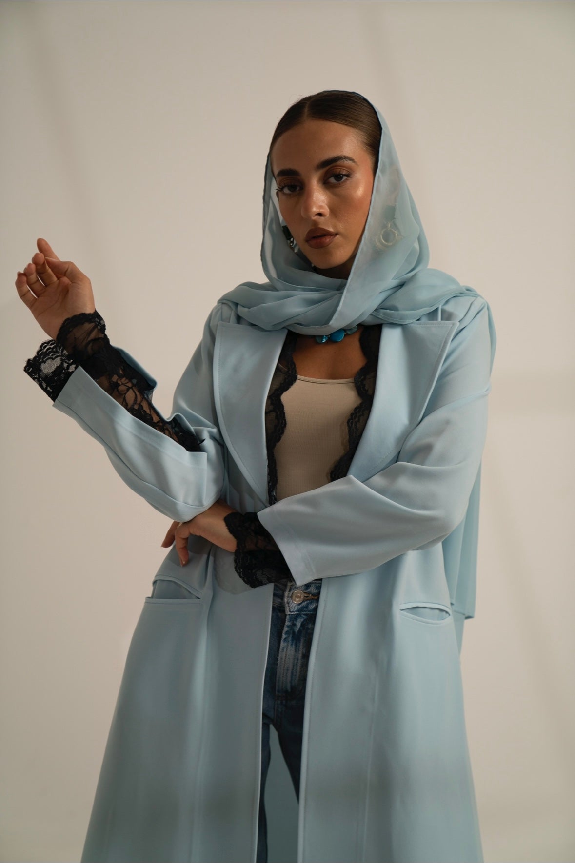 Light blue formal abaya